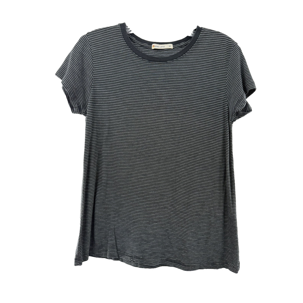 Marine Layer Women's Scoop Neck Black & White Striped T-Shirt Size XS
